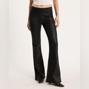 Express Mid Rise Black Coated Pull-On '70s Flare Flexx Hyper Stretch Size L